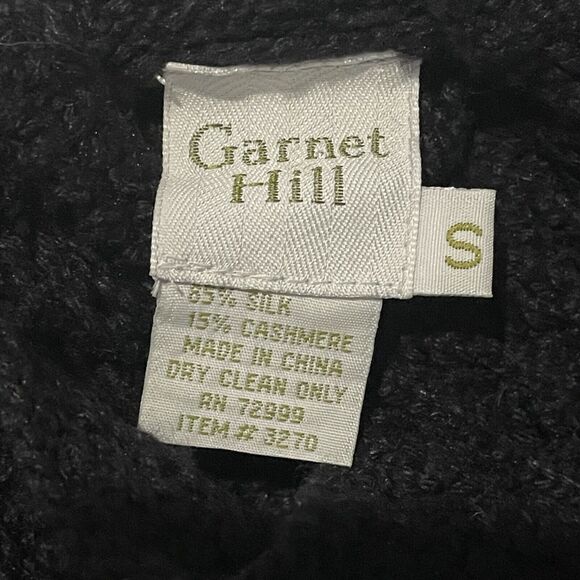 Garnet Hill Silk Cashmere Crochet Sweater Size Small Mock Neck Black Preppy - Picture 4 of 16